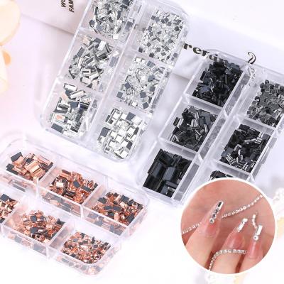 China 3d Nail Mixed Diamond Net Red Mirror Flat Bottom Mixed Diamond Net Red Mirror Transparent Square 1000 Grids 1000 Grids 6 Decoration Art DIY Diamond Nail Set for sale