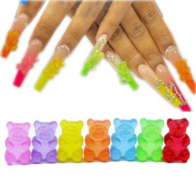 China 3d Nail Art DIY Decoration 10PCS/Bag Wholesale Manicure Nail Art Decoration Cute Nail Bear Charm Jelly Color Nail Art Bear for sale