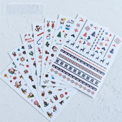 China New Durable Santa Nail Sticker 3D Christmas Nail Sticker Snowflake Elks Christmas Gift Nail Sticker for sale