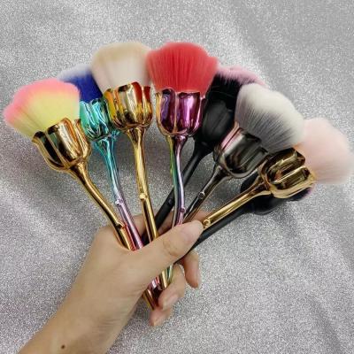 China Popular Styles Manicure Beauty Brush Blush Powder Brushes Shape Gel Nail Accessories Nail Hardware Tools Rose Nail Art Dust Brush for sale