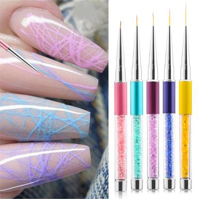 China Nail Art Drawing Pen Painting Tools Acrylic Liner Brush Nail Art Tips Grid Stripes 7-19mm Professional UV Gel Nail Art Rhinestone Pencil DIY for sale