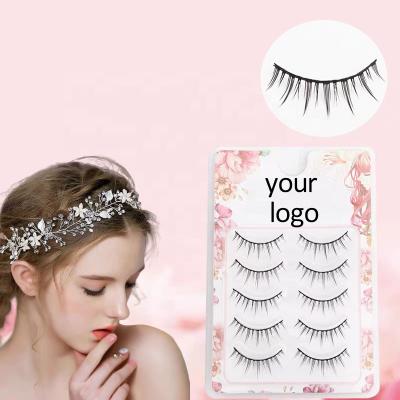 China 5 Pairs/Box Natural 3d Eyelashes Long Long Natural False Eyelashes For Daily Life Super Soft Clear Strip Full Lashes for sale