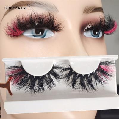 China 25mm Colored 3d Colored Exaggerated Cross Messy Mink False Eyelashes Handmade Lash Band Eyelash for sale