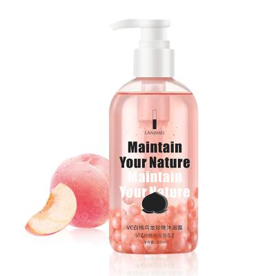 China All Ages VC Pearl Milk Tea With Perfume Moisturizing Shower Gel White Peach Nicotinamide Honey Peach Shower Milk for sale