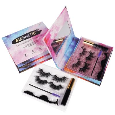 China 2021 Newest 25mm Natural Long Magnetic Packaging Mink Eyelashes With Eyeliner Pen High Quality Eyelashes for sale