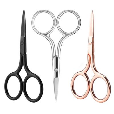 China Custom Private Label 3 Right Handed Scissors in 1 Stainless Steel Rose Gold Lashes Scissors Eyebrow Eyelash Tweezers for sale