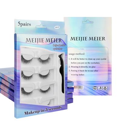 China Wholesale Handmade Natural No Glue Eyelashes Lashes False Eyelashes Natural False Eyelash Packaging Box for sale