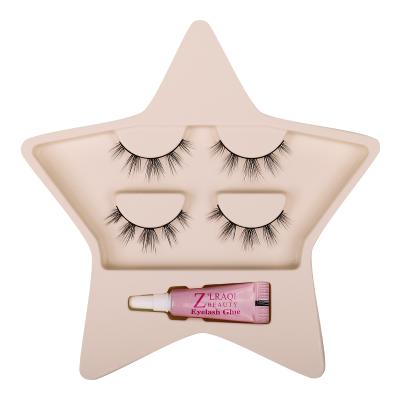 China Winged Lashes Tie With Glue Mini Glue Natural Synthetic Eyelashes Reusable Faux Mink for sale