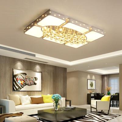 China Metal Frame Outdoor Mounted Crystal LED Flush Ceiling Light For Bedroom Living Room for sale