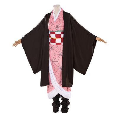 China Polyester Anime Demon Slayer Kamado Nezuko Cosplay Costume Women's Kimetsu Kimono No Yaiba Cosplay for sale