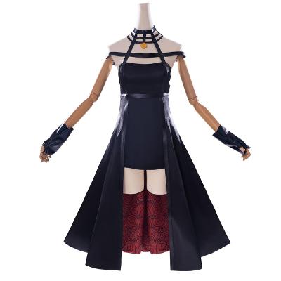 China Polyester Anime Spy X Family Yor Forger Cosplay Costume Assassin Assassin Gothic Halter Black Dress Outfit With Leather Stockings for sale