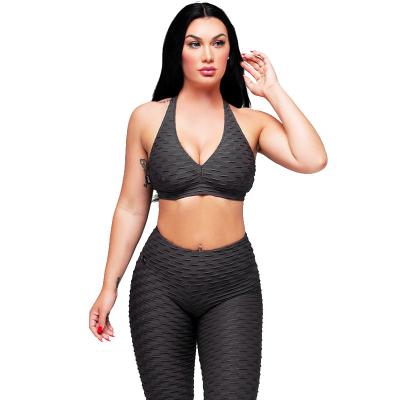 China Two Piece Sportswear Women Sportswear High Waisted Fitness Yoga Set Custom Viable Workout Clothing Sets Biustonosz Bra And Leggings Yoga Set for sale