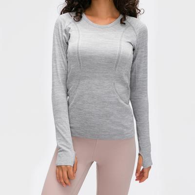 China Breathable Custom Women Long Sleeve Yoga Tops Wholesale Active Workout Sports Shirt Women Fitness Wear T-shirt Girls for sale