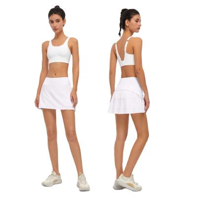 China New Sets Yoga Wear Sports Suit Women's Sling Backless Bra Quick-Drying Fitness Shorts Faux Tennis Skort Two-Piece Suit for sale