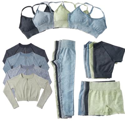 China 2021 winter breathable acid wash seamless sportswear 5pcs set supplier brandless fitness clothing for women for sale