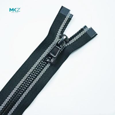 China MKZ Manufacturer Supply Custom Zipper 5# Stripe Black Gold Long Lasting Zipper For Clothing for sale