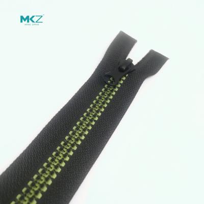 China Viable MKZ 5# Green Teeth Custom Resin Nylon Zipper For Sport Coat Factory Direct for sale