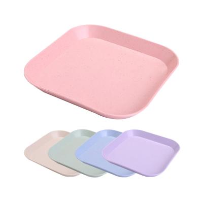 China Wholesale Best Viable Sale Cheap Wheat Straw Square Dinner Plastic Food Plant Fiber Plate For Party for sale