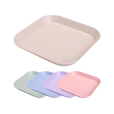 China Shatterproof Eco-friendly Wheat Sustainable Shallow Capsules Straw Plastic Dinner Plate For Restaurant for sale