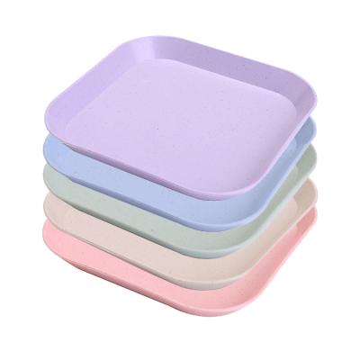 China Sustainable Modern Minimalism Biodegradable Healthy Salad Cake Dish Wheat Straw Kids Dinner Set For Children for sale