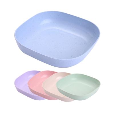 China Low MOQ Viable Pure Natural Square Wheat Straw Biodegradable Reusable Restaurant Snack Dish Dishes For Picnic for sale