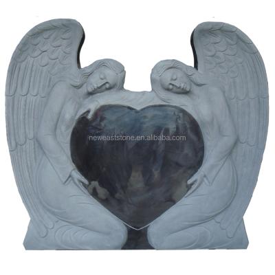 China Modern Angel Tombstone Monument Heart Shaped Etching Headstone for sale