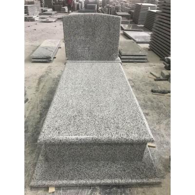 China Poland Traditional Light Gray Headstone Slab Grave Monument Sign for sale