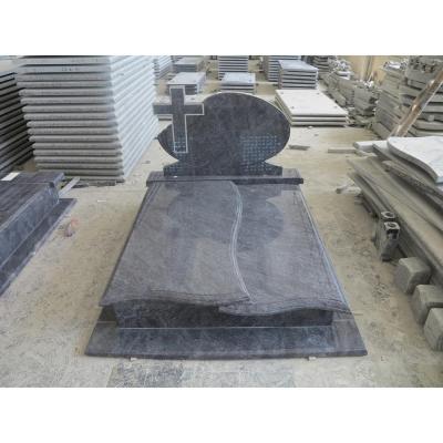 China BLUE EUROPEAN Bahama Granite Monument Headstone Double Large Headstone for sale