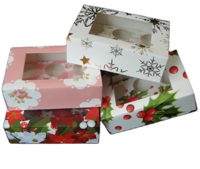 China Decorative Recyclable China Custom Design Christmas Cupcake Boxes , Holiday Cupcake Boxes for sale