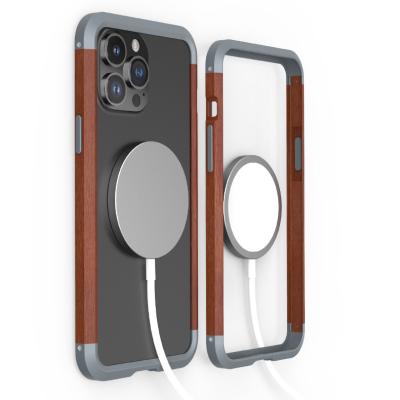 China Real shockproof factory redwood annatto transparent aluminum alloy phone cover for iphone iphone 14 13 pro max for sale