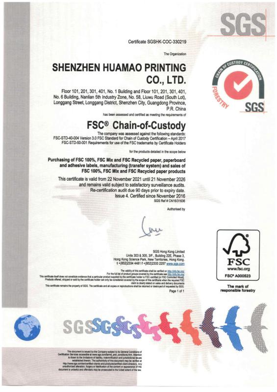 FSC - Shenzhen Huamao Printing Company Limited