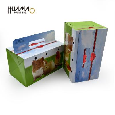 China Pet Carrier Paper Box Cat Dod Bird Parrot Rabbit Recyclable Custom Printed Animal Takeout Cardboard Box for sale