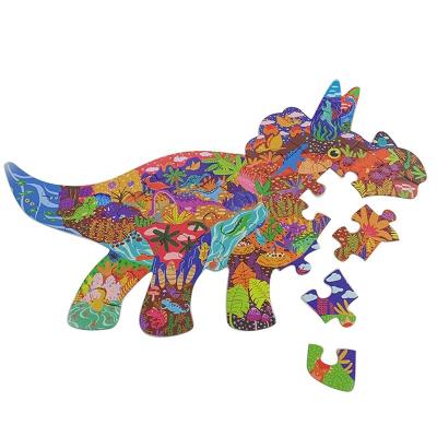 China Custom Toy Jigsaw Puzzle Jurassic Period Cartoon Dinosaur Special Shaped Jigsaw Puzzle for sale