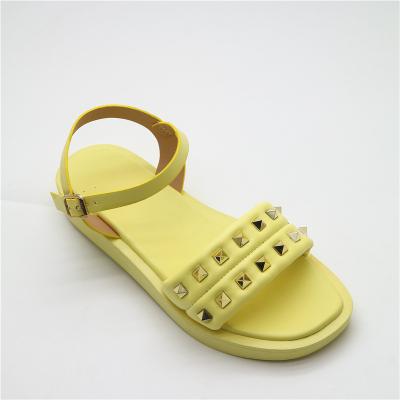 China Fashion Macaroon Color Rivet Wedge Sandals Shoes Women Leather Outdoor Sandals Wedge Summer Sandals for sale