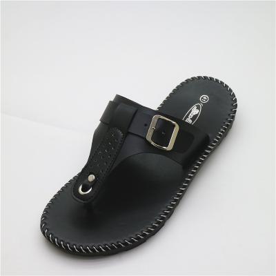 China Black PU filp leather fiasco leather sandal for mens sandals and outdoor slipper men for sale