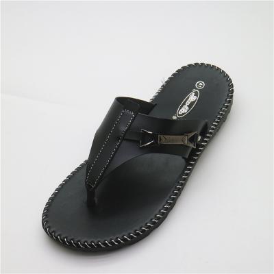 China Outdoor Leather Flip Flops Sandal Summer PU Metal Accessory Flip Flops Sandals And Slipper Men For Men Leather for sale