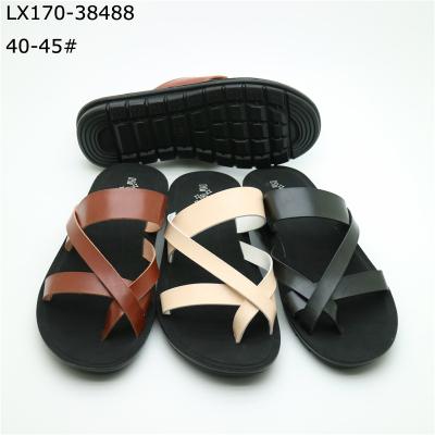 China Flat Men's Summer Beach Sandal Fashion Slide Sandal Men's Single PU Sandals Slippers for sale