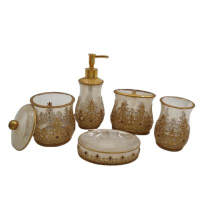 China Sustainable Pearl Bath Cream Polyresin Bathroom Accessories Sets For Home And Garden for sale