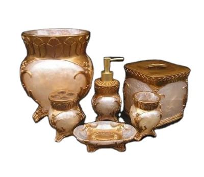 China Sustainable European Style Wholesale Resin Bathroom Gold Set for sale