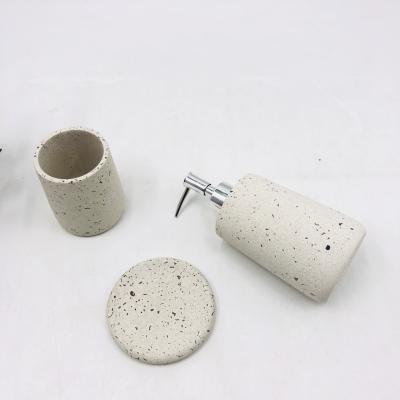 China Foam Soap Dispenser Colorful Cement Bathroom Accessories Set Concrete Bathroom Decor Eco-friendly for sale