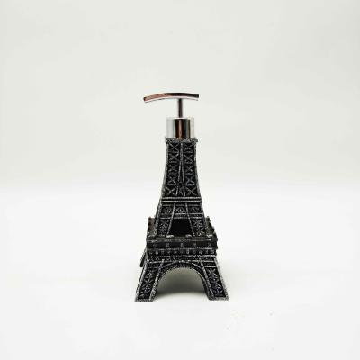 China Sustainable Eiffel Tower Shape Black Classic Bathroom Set Resin Lotion Dispenser for sale