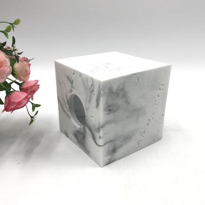 China Custom Minimalist White Marble Resin Hotel Container Tissue Box Lid Bathroom for sale