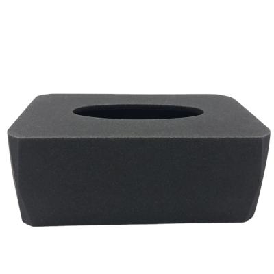 China Black Sandstone Rectangle Resin Handmade Box Hotel Fabric Home Decor for sale