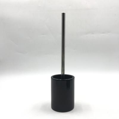 China Modern Handmade Household Items Idea Set Bathroom Black Ceramic Toilet Brush Holder for sale