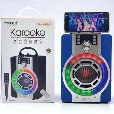 China Wireless Charger for Mobile Phone WS-602 Bass Partybox Outdoor Wireless Speaker 2022 Karaoke BT Speakers Party Box Dancing Wireless Speaker for sale