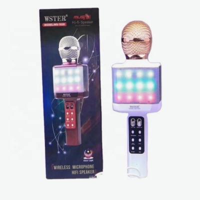 China Perfect Sound Support WS1828 WSTER USB TF CARD FM RADIO with Wireless Karaoke Mic Recording Disco Light Microphone for sale