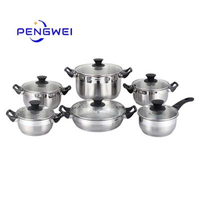 China Commercial Stock Home Kitchenware Pot Casserole Viable Cooking Pots Stainless Steel Non Scratch Resistant Stick Cookware for sale