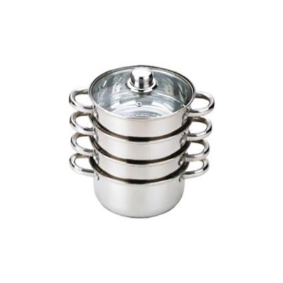 China Sustainable 5 Tier Stainless Steel Steamer Pot Cooking Casserole Steamer Food Pot Chinese Cookware Steamer Pot With Glass Lid for sale