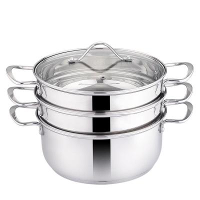 China Sustainable High Quality Commercial Steamer Pots 3 Layer Steamer Food Heater Stainless Steel Pots Cooking Food Steamer Pot for sale