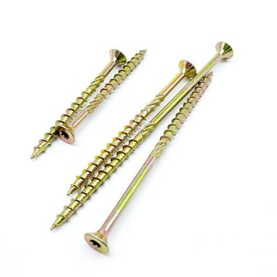 China Long Flat Yellow Construction Screw Zinc Star Double Countersunk Wood Screws Chipboard Torx Screw for sale